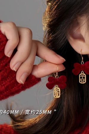 Red Bowknot Earrings for Women - Unique High-End Ear Studs, 2025 Fashion Trend, Zodiac Jewelry for Autumn and Winter