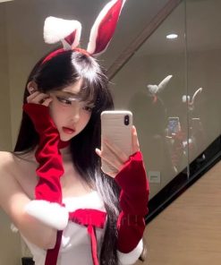 Red Bunny Ear Headband for Women - Sexy Autumn Winter Christmas Hair Accessory for New Year Performance and Costumes