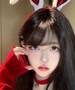 Red Bunny Ear Headband for Women - Sexy Autumn Winter Christmas Hair Accessory for New Year Performance and Costumes