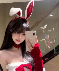 Red Bunny Ear Headband for Women - Sexy Autumn Winter Christmas Hair Accessory for New Year Performance and Costumes