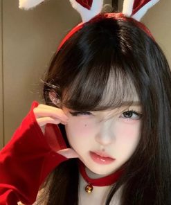 Red Bunny Ear Headband for Women - Sexy Autumn Winter Christmas Hair Accessory for New Year Performance and Costumes