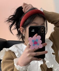 Red High Crown Wide-Brimmed Headband for Women - Vintage Autumn Winter Hair Accessory, Face-Flattering Style for 2025