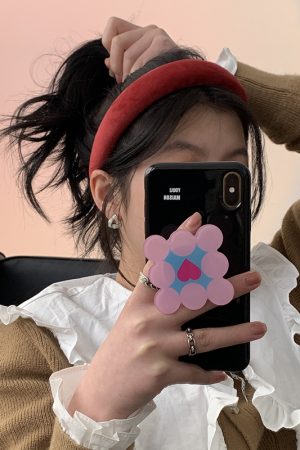 Red High Crown Wide-Brimmed Headband for Women - Vintage Autumn Winter Hair Accessory, Face-Flattering Style for 2025