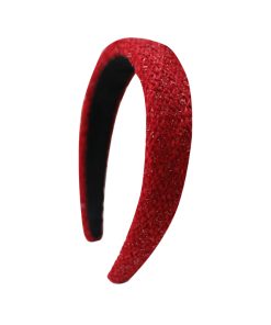 Red High Crown Wide-Brimmed Headband for Women - Vintage Autumn Winter Hair Accessory, Face-Flattering Style for 2025