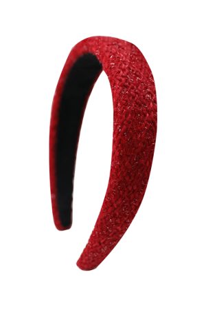 Red High Crown Wide-Brimmed Headband for Women - Vintage Autumn Winter Hair Accessory, Face-Flattering Style for 2025