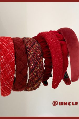 Red High Crown Wide-Brimmed Headband for Women - Vintage Autumn Winter Hair Accessory, Face-Flattering Style for 2025