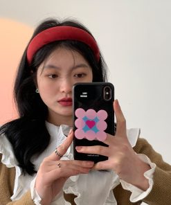 Red High Crown Wide-Brimmed Headband for Women - Vintage Autumn Winter Hair Accessory, Face-Flattering Style for 2025