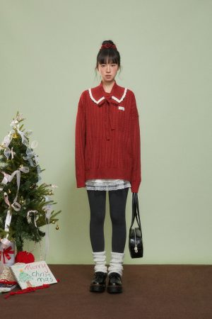 Red Knitted Sweater for Women - 2025 Winter Lazy High-End Mid-Length Top, Cozy Chic Fashion Essential