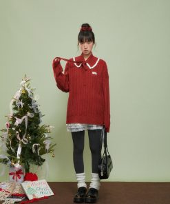 Red Knitted Sweater for Women - 2025 Winter Lazy High-End Mid-Length Top, Cozy Chic Fashion Essential