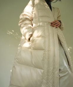 Red Maple Whisper Retro Chinese Style Down Jacket - Minimalist V-Neck Warm Coat for 90s Y2K Fashion