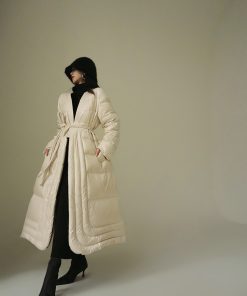Red Maple Whisper Retro Chinese Style Down Jacket - Minimalist V-Neck Warm Coat for 90s Y2K Fashion