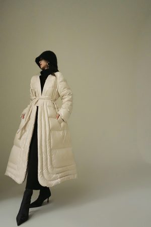 Red Maple Whisper Retro Chinese Style Down Jacket - Minimalist V-Neck Warm Coat for 90s Y2K Fashion