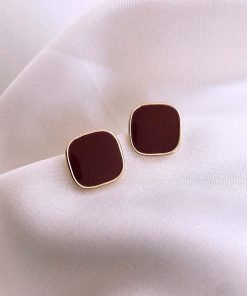 Red Minimalist Stud Earrings for Women, High-End Pure Silver, Versatile Niche Design, Cool Style 2025
