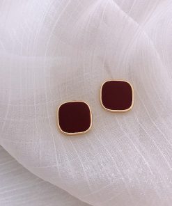 Red Minimalist Stud Earrings for Women, High-End Pure Silver, Versatile Niche Design, Cool Style 2025