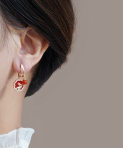 Red Rabbit Earrings for New Year, Unique High-End Zodiac Ear Studs, National Style Pendants, Perfect for Celebrating 2025