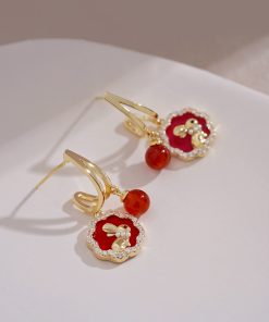 Red Rabbit Earrings for New Year, Unique High-End Zodiac Ear Studs, National Style Pendants, Perfect for Celebrating 2025