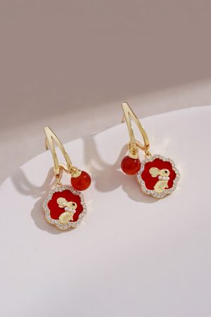 Red Rabbit Earrings for New Year, Unique High-End Zodiac Ear Studs, National Style Pendants, Perfect for Celebrating 2025