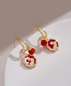 Red Rabbit Earrings for New Year, Unique High-End Zodiac Ear Studs, National Style Pendants, Perfect for Celebrating 2025