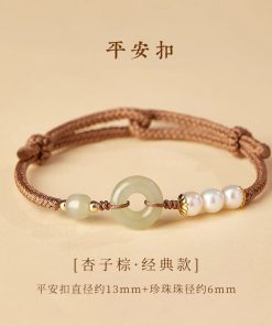 Red String Woven Safety Buckle Bracelet for Women, Pearl Zodiac Year Accessory, Niche Friendship Design for Girls