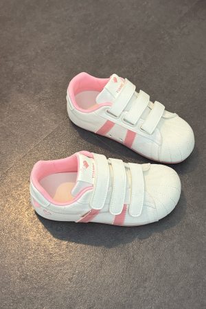 Red Velcro Breathable Women's Training Shoes - Summer 2025 Thick-Soled Casual Sneakers for Versatile Style and Comfort