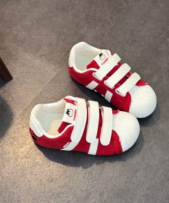 Red Velcro Breathable Women's Training Shoes - Summer 2025 Thick-Soled Casual Sneakers for Versatile Style and Comfort