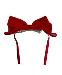 Red Velvet Bow Hair Clip for Women - High-End Princess Hairpin, White-Enhancing Top Clip, Elegant Hair Accessory