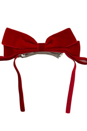 Red Velvet Bow Hair Clip for Women - High-End Princess Hairpin, White-Enhancing Top Clip, Elegant Hair Accessory