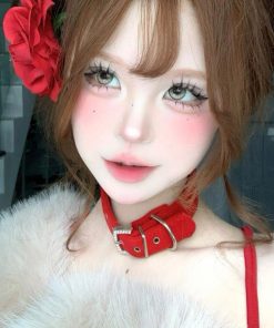 Red Velvet Choker Necklace for Y2K Style | Minimalist Collarbone Chain Accessory for Cool Girls and New Year Fashion