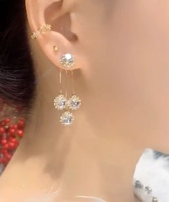Red Zircon Two-Wear Earrings for Women - Light Luxury High-End Studs, Versatile Ear Accessories for 2025 New Year Style