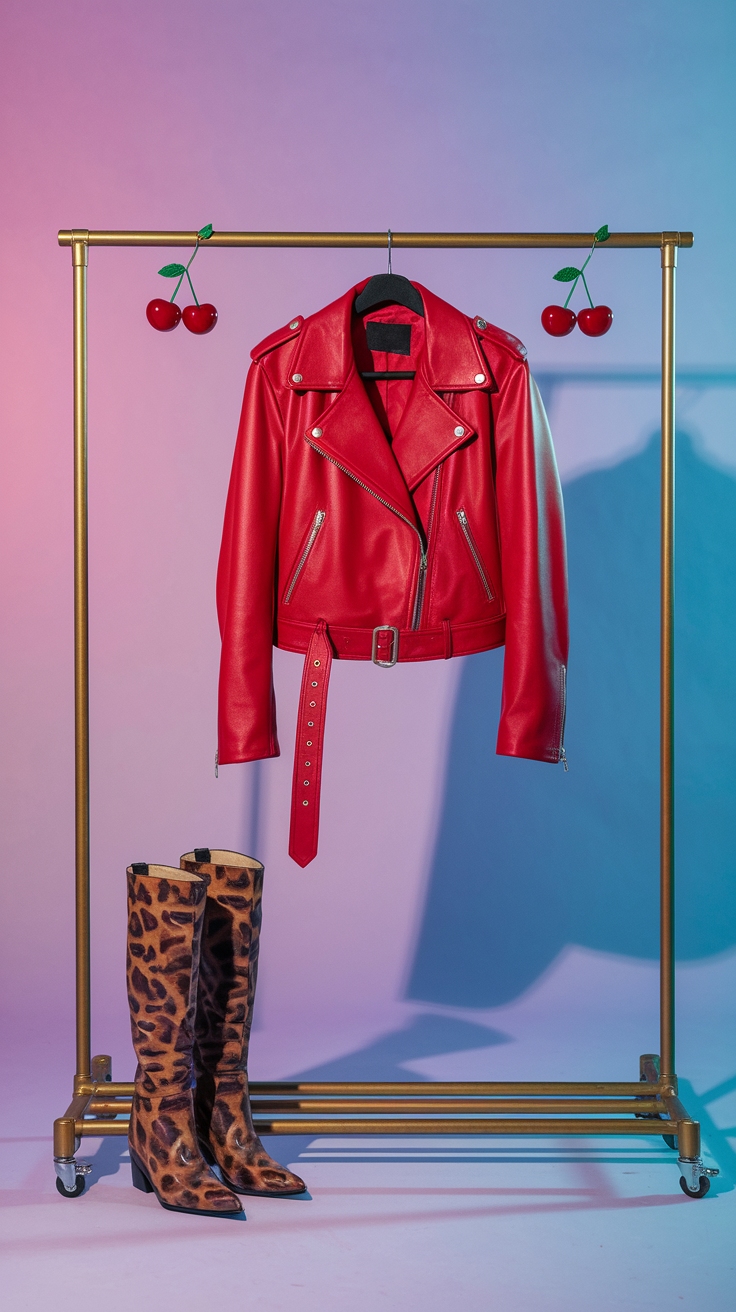 Mastering the Red Leather Jacket Aesthetic outfit idea