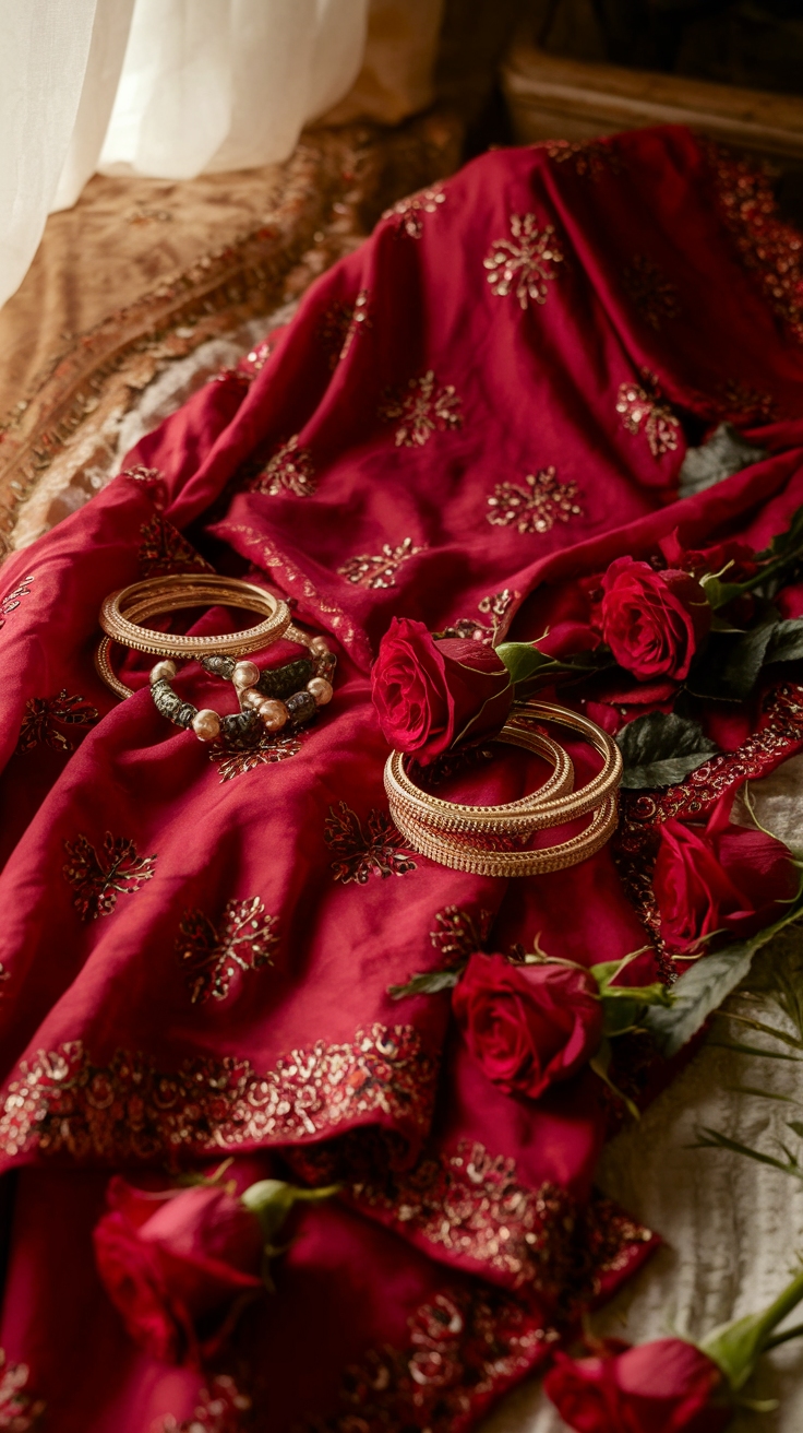 Embracing the Red Saree Aesthetic for Stunning Looks outfit idea