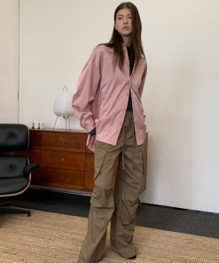 Relaxed Fit Long Sleeve Shirt with Roaring Beast Design - Fall/Winter 2025 Casual Style, Trendy Streetwear, Y2K Vibe