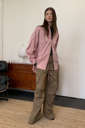 Relaxed Fit Long Sleeve Shirt with Roaring Beast Design - Fall/Winter 2025 Casual Style, Trendy Streetwear, Y2K Vibe