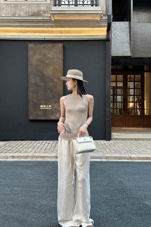 Relaxed Old Money Linen Blend Wide Leg Loose Pants - Chic 90s Inspired Fashion for Effortless Style