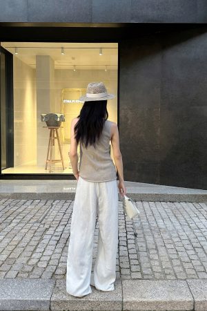 Relaxed Old Money Linen Blend Wide Leg Loose Pants - Chic 90s Inspired Fashion for Effortless Style