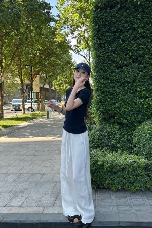 Relaxed Old Money Linen Blend Wide Leg Loose Pants - Chic 90s Inspired Fashion for Effortless Style