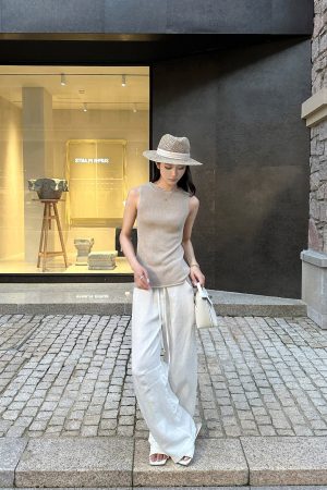 Relaxed Old Money Linen Blend Wide Leg Loose Pants - Chic 90s Inspired Fashion for Effortless Style