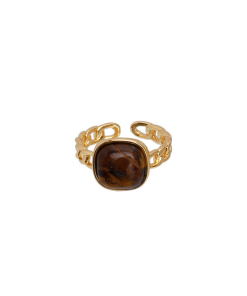 Retro Amber Faux Natural Stone Open Ring for Women - 2025 Niche Design Jewelry, Unique Fashion Statement Accessory