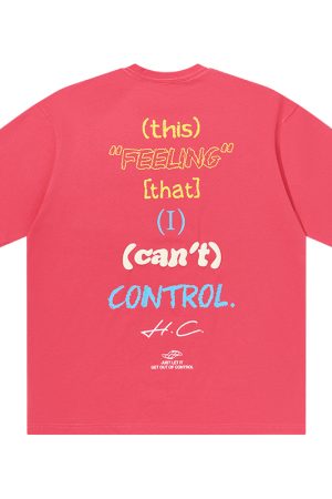 Retro American Hand-Drawn Font Foam Printed Loose Short Sleeve T-Shirt - Cute 90s Style Graphic Tee