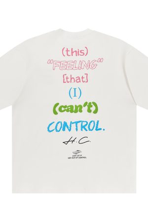 Retro American Hand-Drawn Font Foam Printed Loose Short Sleeve T-Shirt - Cute 90s Style Graphic Tee
