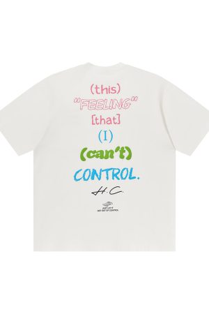 Retro American Hand-Drawn Font Foam Printed Loose Short Sleeve T-Shirt - Cute 90s Style Graphic Tee