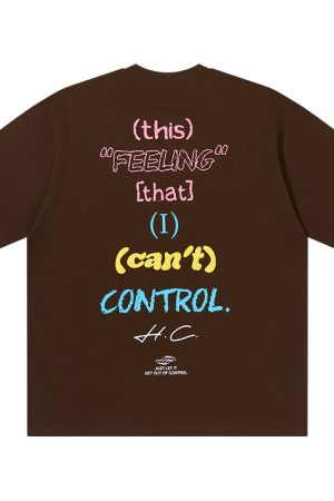Retro American Hand-Drawn Font Foam Printed Loose Short Sleeve T-Shirt - Cute 90s Style Graphic Tee