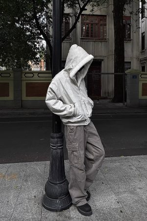 Retro American Marble Mountain Hooded Fleece Jacket for Men and Women - Winter Short Wide Cotton Outerwear