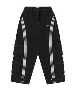 Retro American Street Wide-Leg Jeans with Pocket - Washed Vintage Style for a Trendy 90s Look