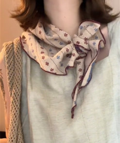 Retro Artistic Cotton Linen Scarf - Versatile Triangular Neck Decoration in Japanese & Korean Style for Summer Fashion