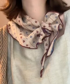 Retro Artistic Cotton Linen Scarf - Versatile Triangular Neck Decoration in Japanese & Korean Style for Summer Fashion