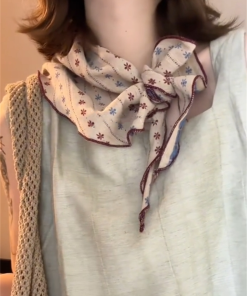 Retro Artistic Cotton Linen Scarf - Versatile Triangular Neck Decoration in Japanese & Korean Style for Summer Fashion