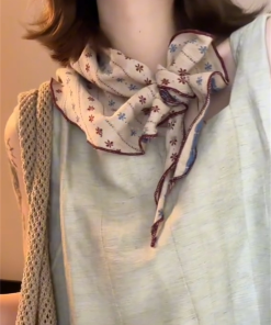 Retro Artistic Cotton Linen Scarf - Versatile Triangular Neck Decoration in Japanese & Korean Style for Summer Fashion