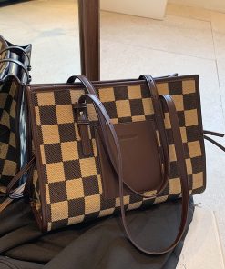 Retro Bird Check Large Capacity Shoulder Bag for Women - French Commuter Underarm Handbag - Summer Fashion 2025