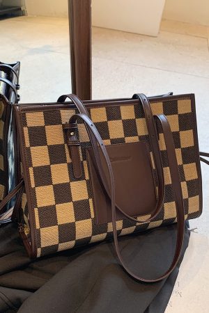 Retro Bird Check Large Capacity Shoulder Bag for Women - French Commuter Underarm Handbag - Summer Fashion 2025